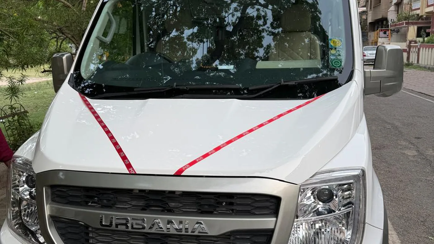 A Maharaja Urbania luxury van, chosen for its low floor step when travelling with elderly pilgrims